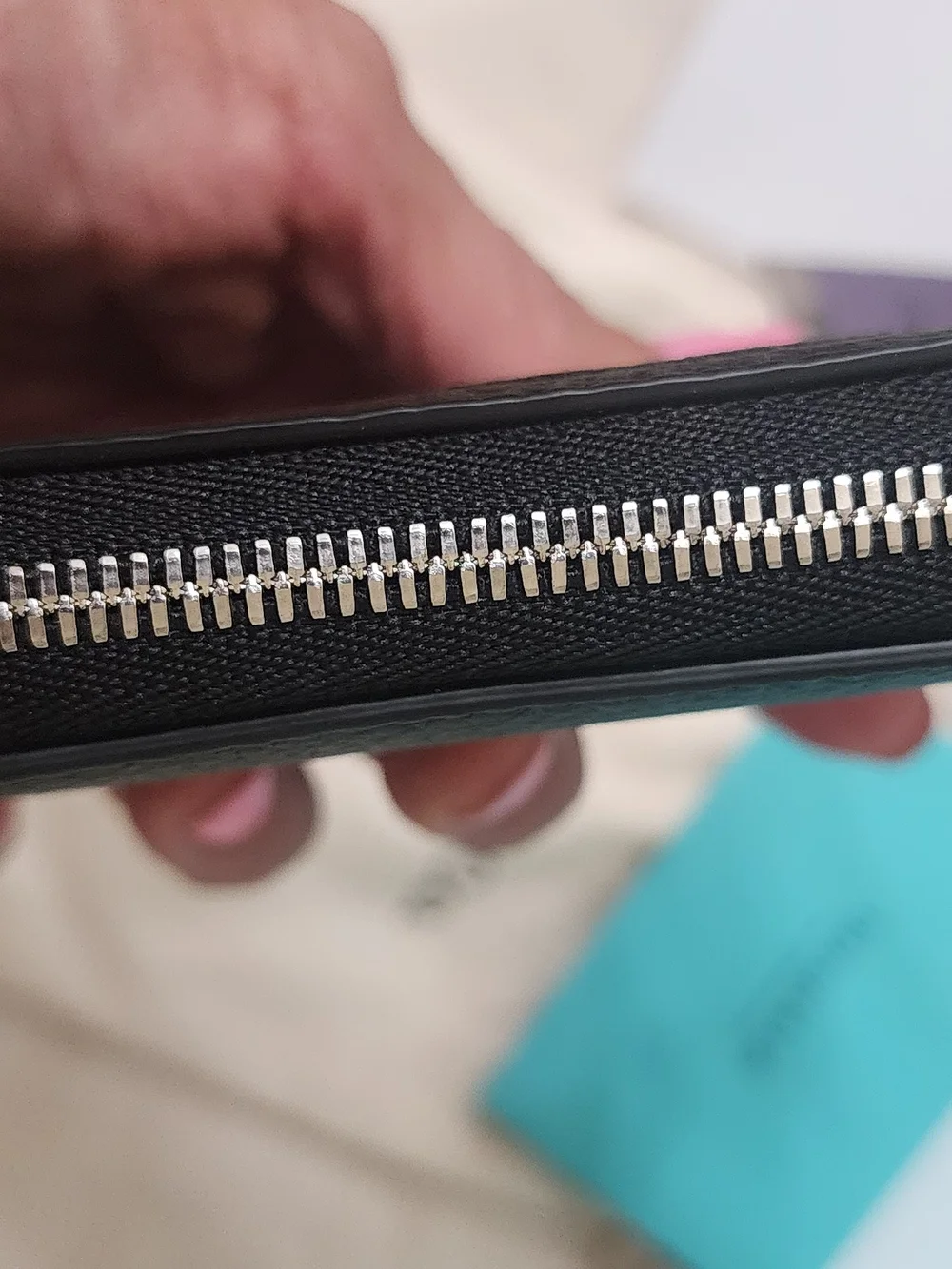 Tiffany & Co. Black Leather Zip Wallet